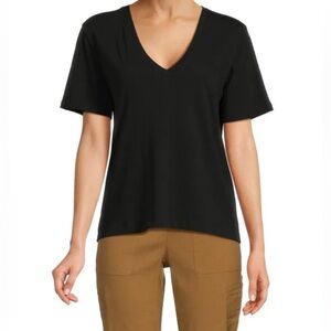 Vince Black Cotton/Linen Blend Tee XS